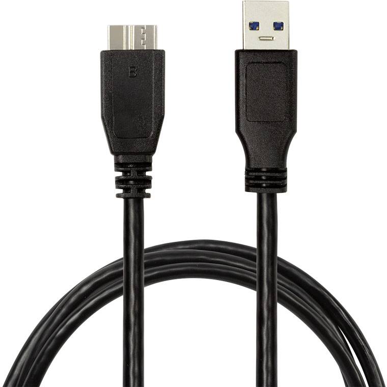 'USB 3.0-kabel med Type-A-stik og Micro-B-stik.'