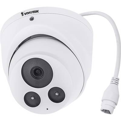 Hvid dome-overvågningskamera med to infrarøde sensorer og et kabel i højre side, velegnet til sikkerhedsovervågning.