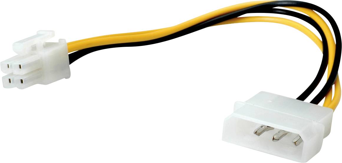 Kabeladapter med to forskellige stik: Molex-stik til et 3-polet stik, primært anvendt i computere.