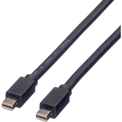 Tokabel med to poler i sort mini DisplayPort med stik i begge ender, velegnet til overførsel af digitale video- og audiosignaler.