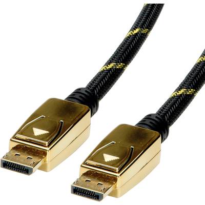 To DisplayPort-kabler med forgyldte stik og sort, flettet kabelkappe, egnet til højtopløselig videotransmission.