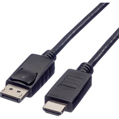 Roline DisplayPort Tilslutningskabel DisplayPort-stik, HDMI-A-stik 2.00 m Sort 11.04.5781 Afskærmet Displayport-kabel