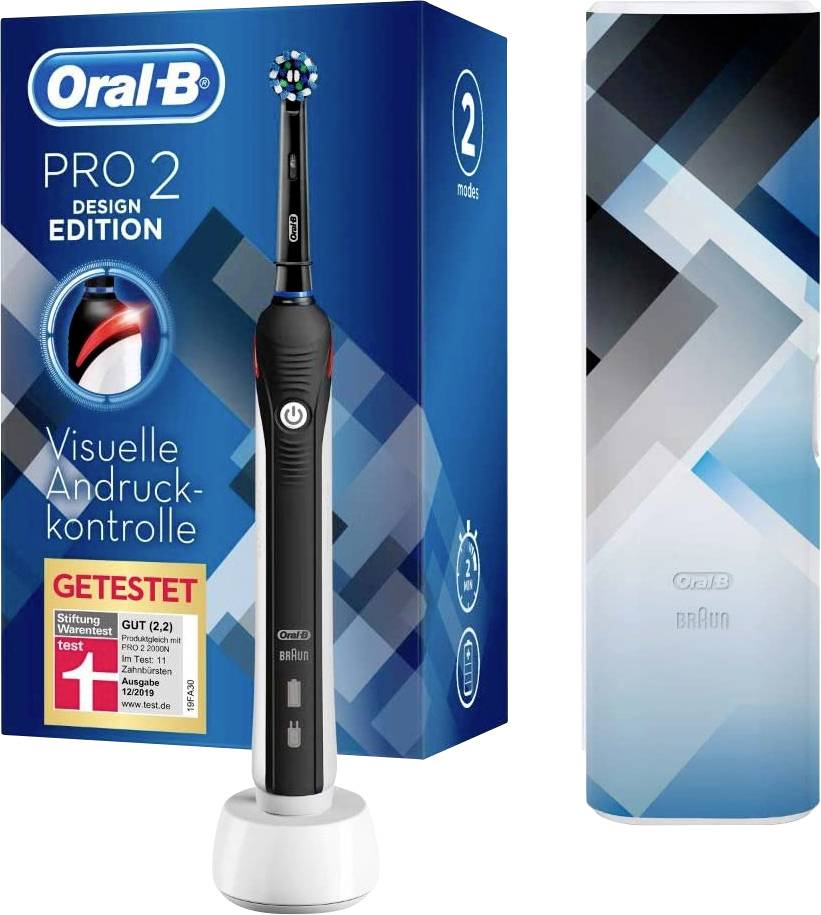 Oral-B Pro2 2500 Design Edition 2500 tandbørste Roterende/oscillerende/pulserende Sort, Hvid Conradelektronik.dk