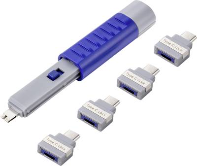 Renkforce RF-4696494 USB-port Sæt med stk. Blå , Grå inkl. 1 nøgle |