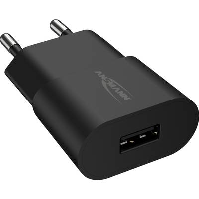 Sort USB-oplader med europæisk stik, egnet til mobile enheder.
