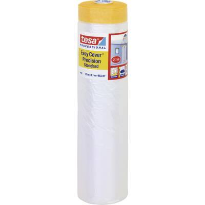 Tesa Easy Cover Precision Standard rulle med gult bånd, til præcis afdækning ved malerarbejde, 2,1 m x 33 m.