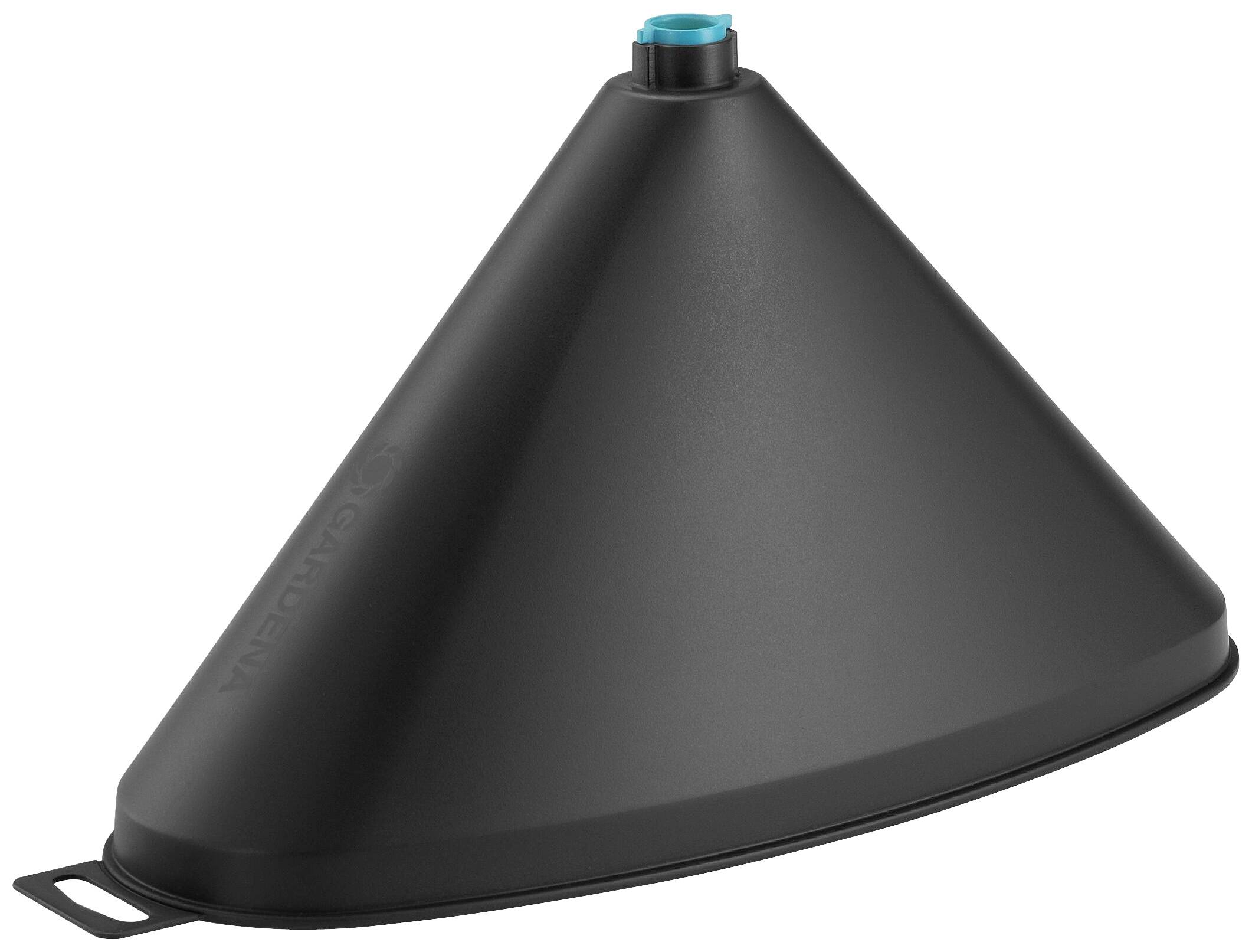 En sort, konisk sneskraber til forruden med en blå spids.