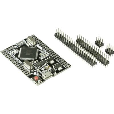 Mikrocontroller med USB-stik og flere ben; velegnet til elektroniske projekter. Ben vist separat.