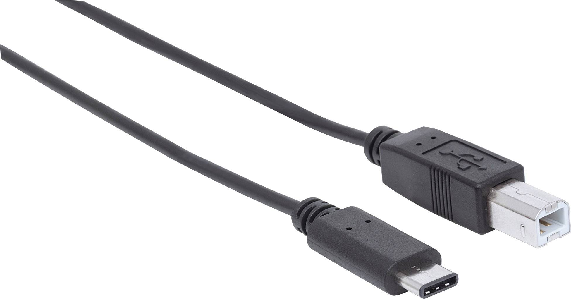 Manhattan USB-kabel USB 2.0 USB-B-hanstik, USB-C® stik 2.00 m Sort 354950