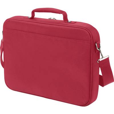 Rød laptoptaske med håndtag og skulderrem, egnet til transport og beskyttelse af en bærbar computer.