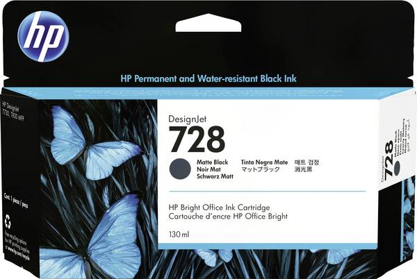 HP Blæk 728 Original Mat sort 130 ml 3WX25A 1 stk