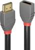 LINDY HDMI Forlængerkabel HDMI-A-stik, HDMI-A-hunstik 1.00 m Antracit, Sort, Rød 36476 4K UHD, forgyldte stik HDMI-kabel