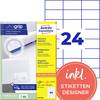 Avery-Zweckform 3474-200 Universelle etiketter 70 x 37 mm Papir Hvid 5280 stk Permanent vedhæftningsevne Farvelaserprinter