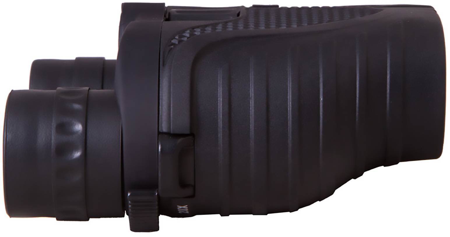 Sort kikkert med struktureret greb set fra siden.