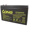 Long WP1224W Blybatteri 12 V 6 Ah Blyfleece (B x H x T) 151 x 101 x 51 mm Fladstik 6,35 mm Lav selvafladning, Vedligeholdelsesfri