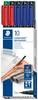 Staedtler foliemarker Lumocolor® permanent pen 318 318 B10 Blå , Grøn, Rød, Sort
