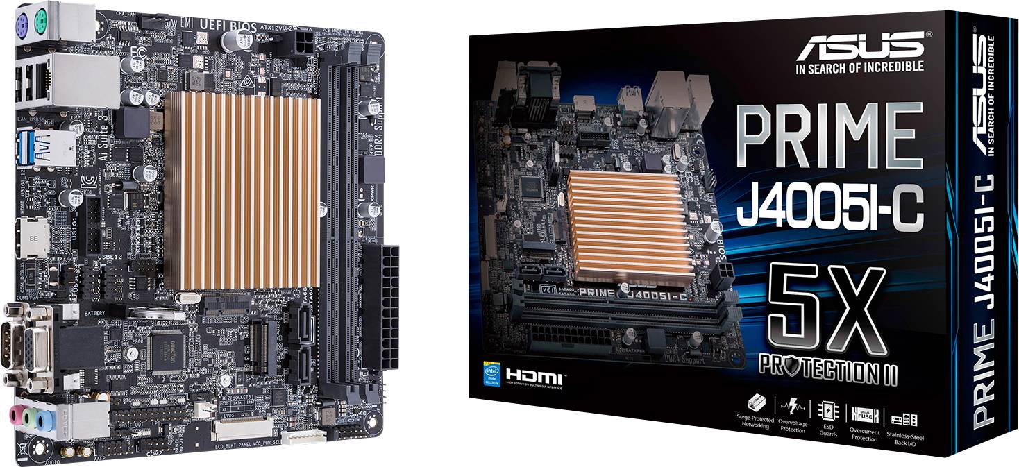Asus PRIME J4005I-C Bundkort med CPU Sokkel SoC Intel® Celeron® Formfaktor Mini-ITX Mainboard-chipsæt SoC