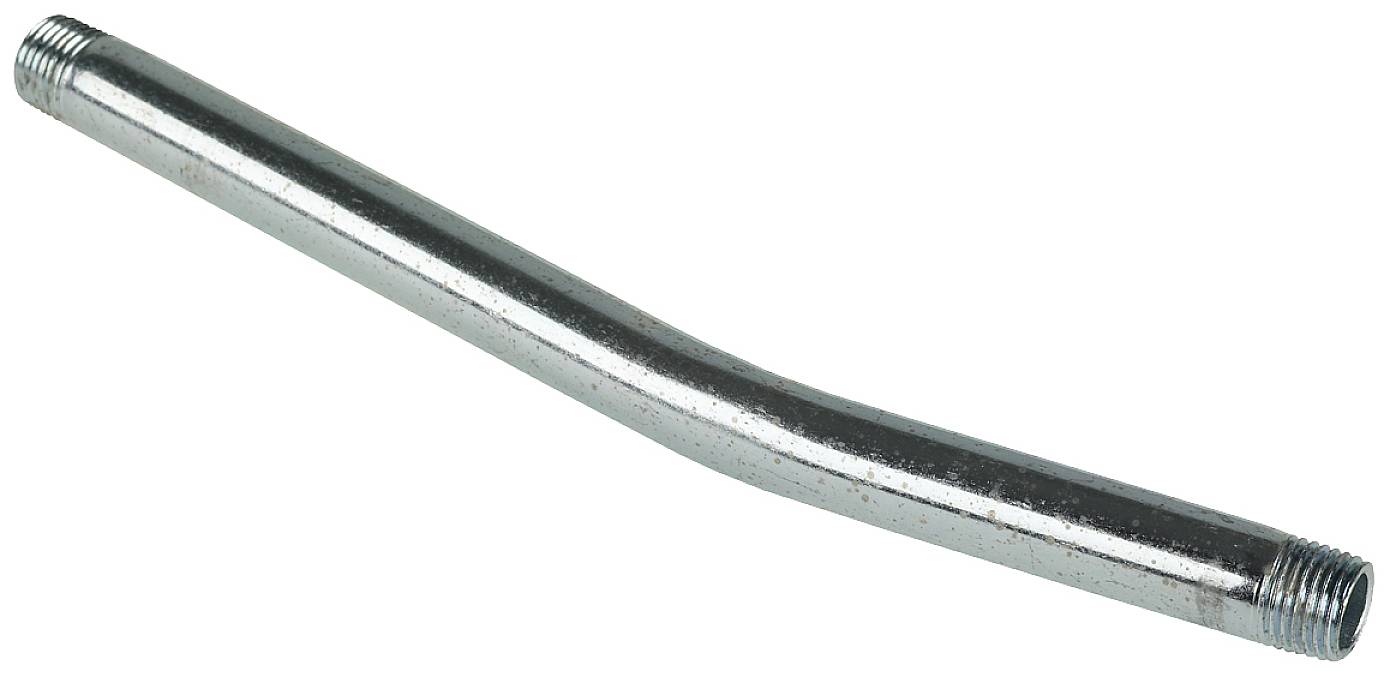 En rettet og bøjet metalstang med gevind i begge ender.