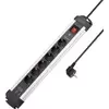 Sygonix SY-4755604 Stikdåse med overspændingsbeskyttelse 6x Sølv, Sort 1 stk