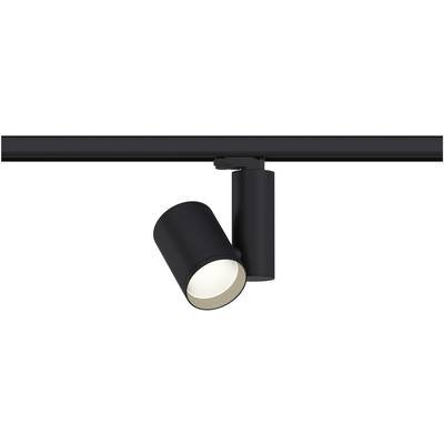 En sort loftsspot i moderne design, som kan drejes i forskellige retninger. Perfekt til akcentbelysning.