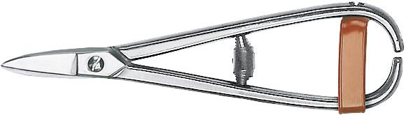 Metalsaks med orange håndtag, egnet til præcis klipning af tråd eller fine metalemner.