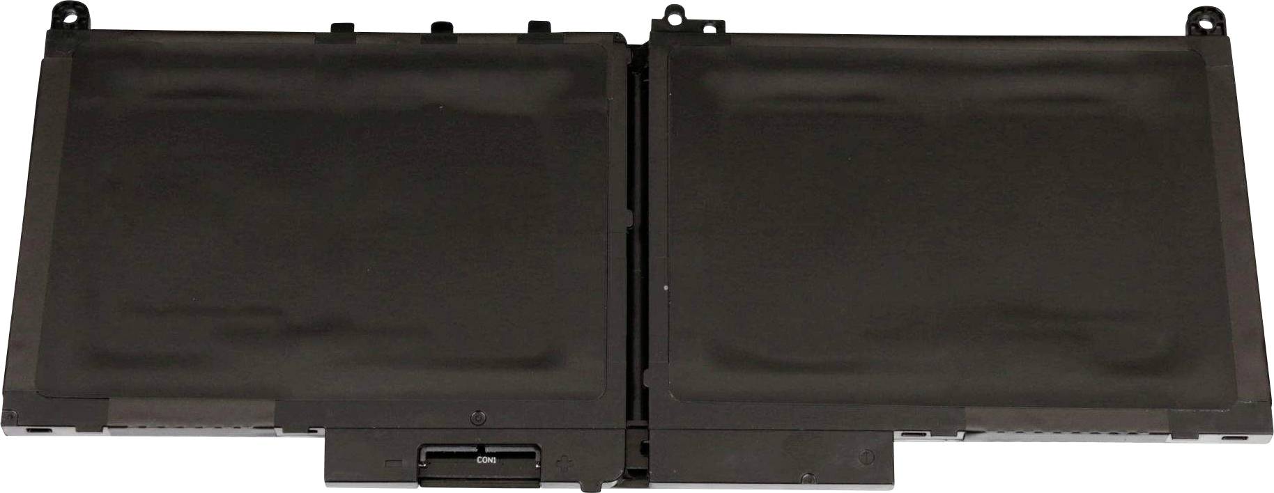 Bærbar computer-batteri med to sorte celler, lukket.