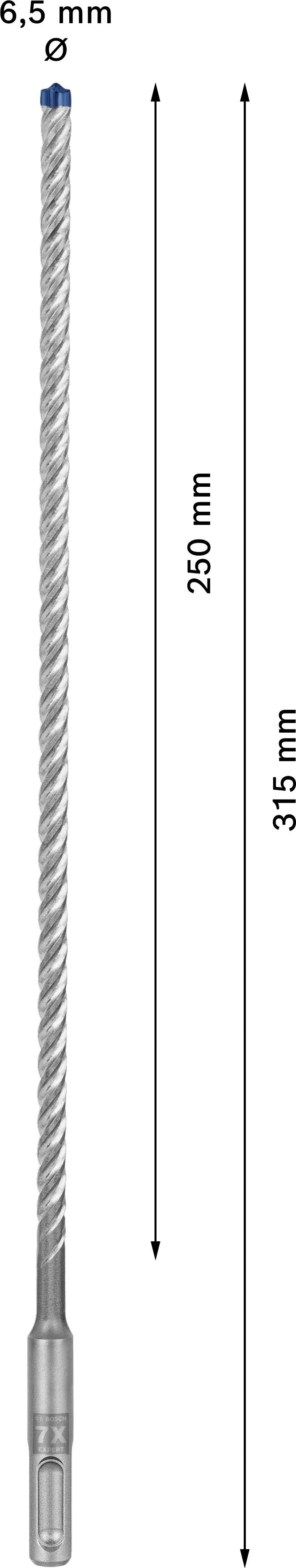 SDS-bor med 6,5 mm diameter, samlet længde 315 mm, arbejdslængde 250 mm.