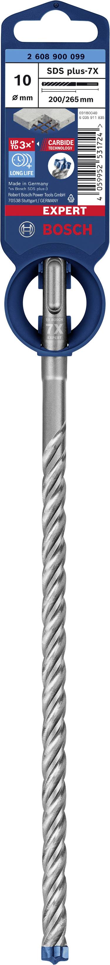 Bosch bor, model SDS-plus-5X, diameter 10 mm, længde 210 mm, pakket med produktdetaljer og stregkode.