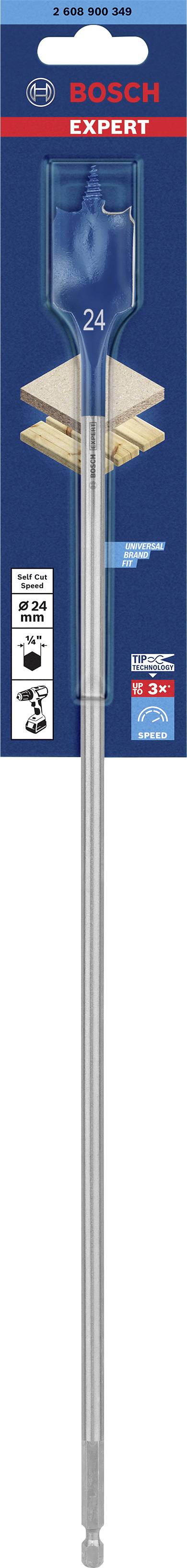 Bor '6 x 100 mm' på blå emballage. Mærke 'Bosch Expert'. Egnet til sten og fliser, symmetrisk spids.