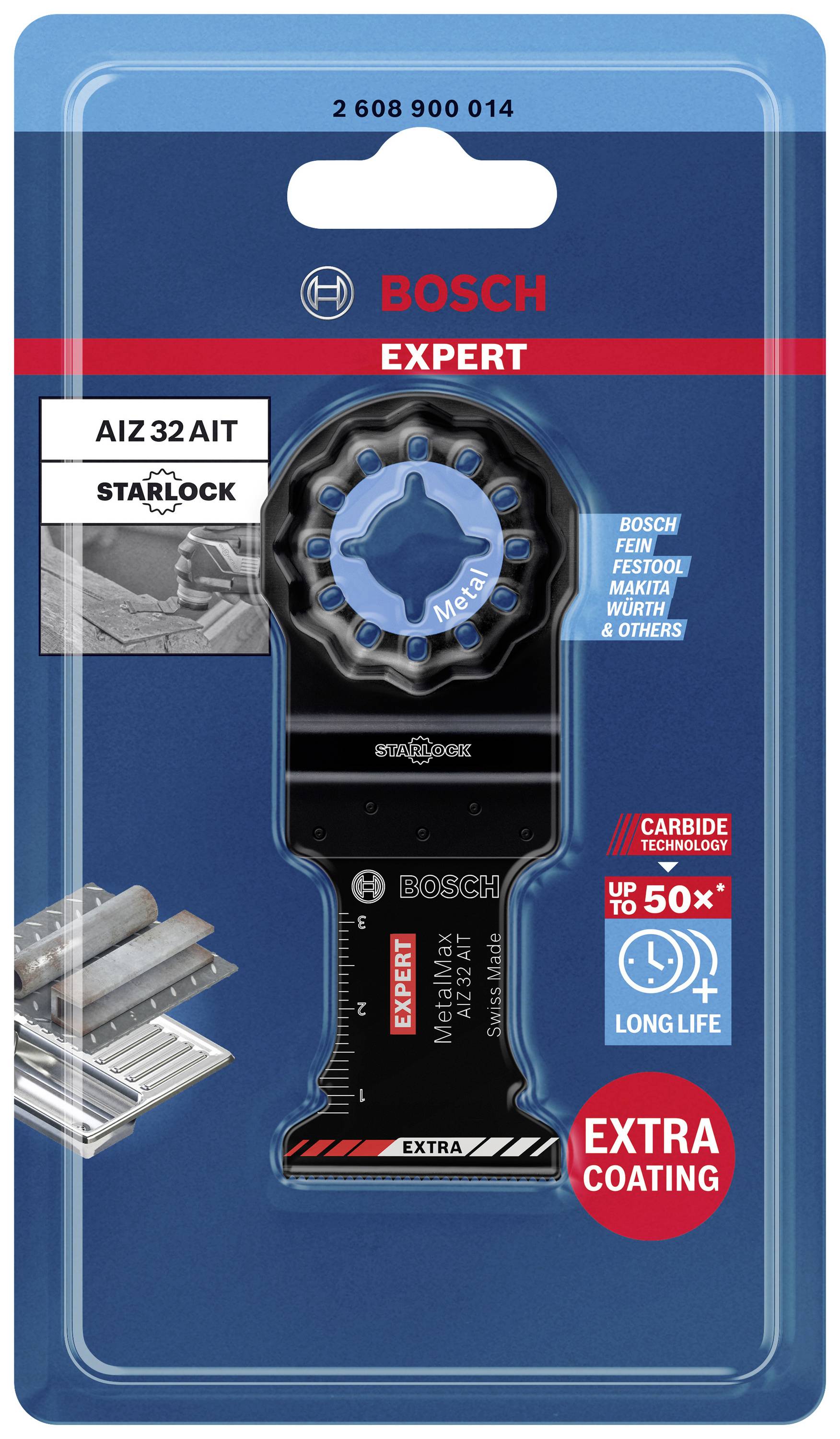 En Bosch Expert savklinge-emballage, model AIZ 32 AIT. Egnet til metalbearbejdning, med Starlock-fæste og høj holdbarhed.