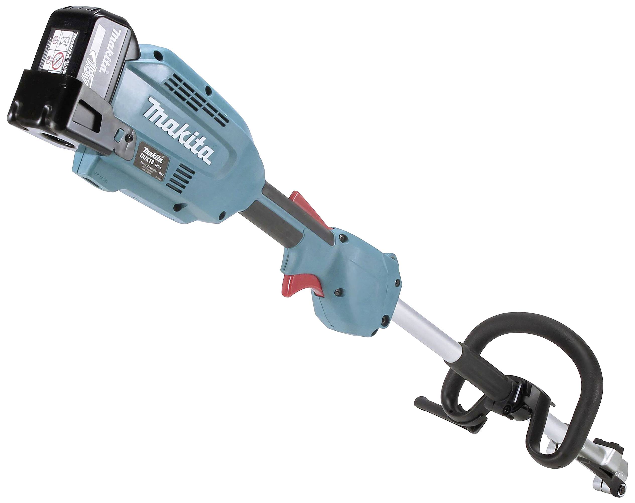 Makita batteridrevet græstrimmer, ledningsfri, blå-sort, med ergonomisk greb og skæreenhed, velegnet til havepleje.