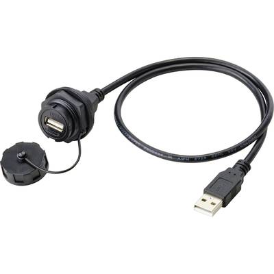 USB-kabel med beskyttelseshætte og monteringsstik, klar til installation, muliggør sikker tilslutning og beskyttelse mod snavs.
