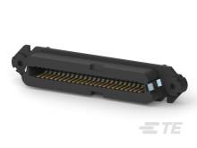 En sort elektrisk stikforbindelse med gyldne kontakter. Bruges til elektriske forbindelser i elektroniske enheder.