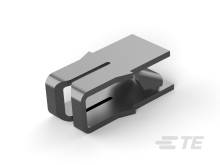 Metalclips i rektangulær form, vist i perspektiv. Den har en sprække i midten og er skyggelagt for at skabe en 3D-effekt.