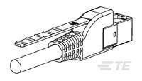 Et detaljeret diagram af et netværkskabel, der viser en Ethernet-stik med kabel for at tydeliggøre netværksforbindelser.