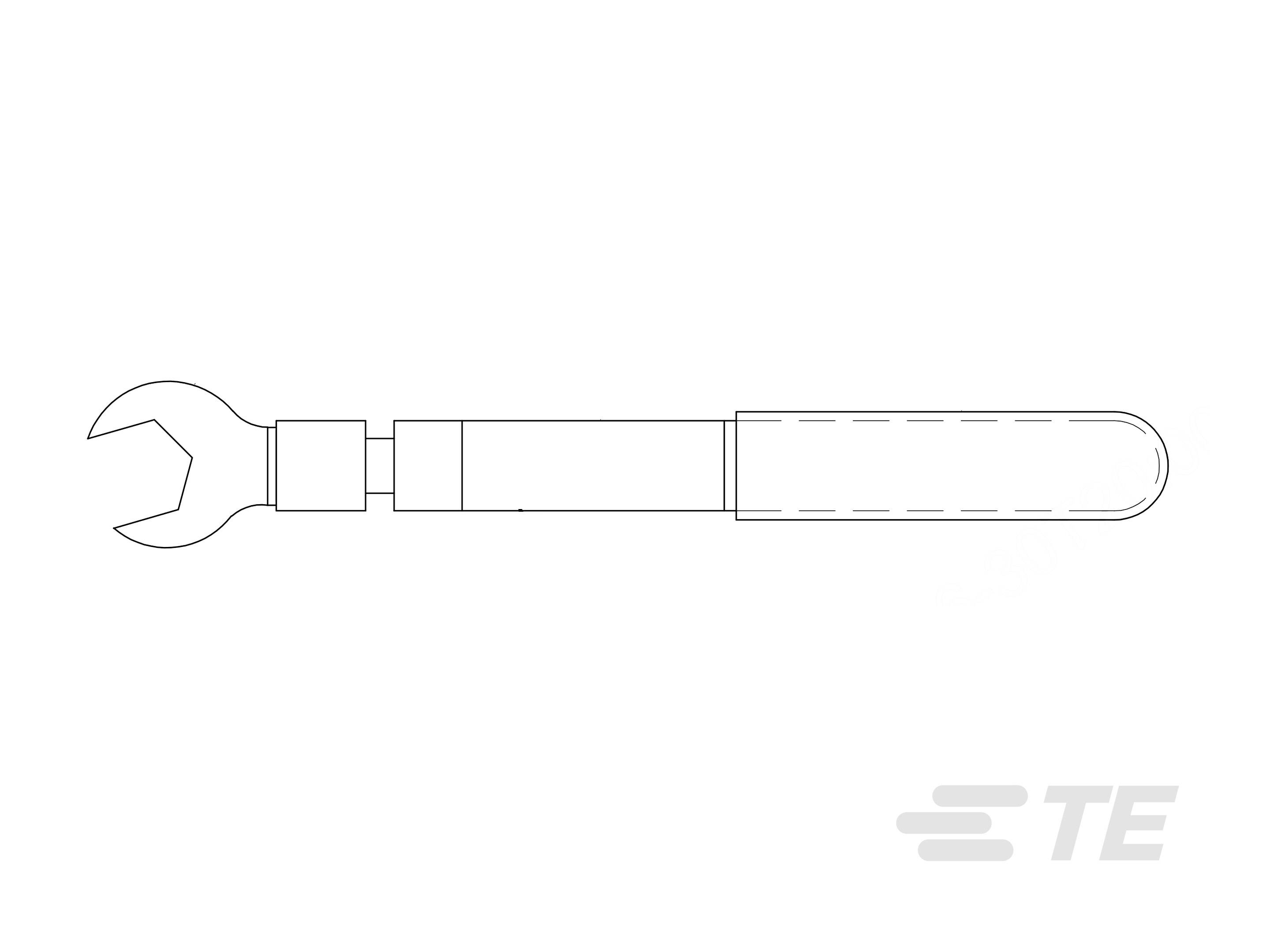 Et teknisk diagram viser en skruenøgle med justerbart hoved og ergonomisk greb. Logo på billedet: 'TE'.