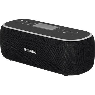 Sort bærbar højtaler med et digitalt display øverst fra Technisat. Velegnet til musikstreaming og radiomodtagelse.