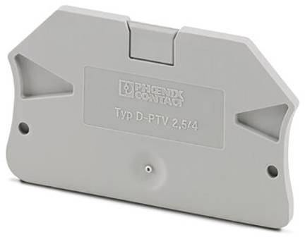 Grå endeholder til bæreskinne, type D-PTV 2,5/4 fra Phoenix Contact.