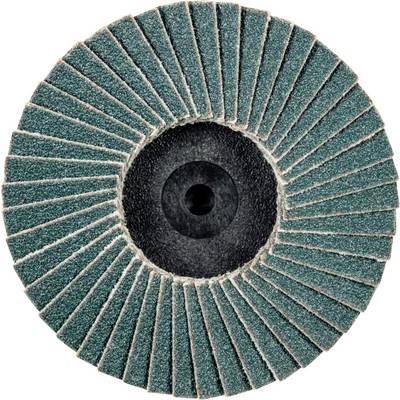 En sliblameldisk med ensartet fordelte, overlappende slibelameller omkring en central åbning, egnet til slibningsopgaver.