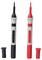 To test probes: black on the left, red on the right, each with protective caps. Beregnet til elektriske målinger.