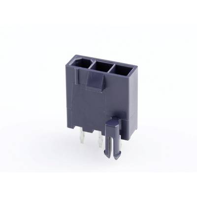En sort, trepolet stikforbindelse med metalcontakter, der rager ud forneden. Designet til elektroniske forbindelser.
