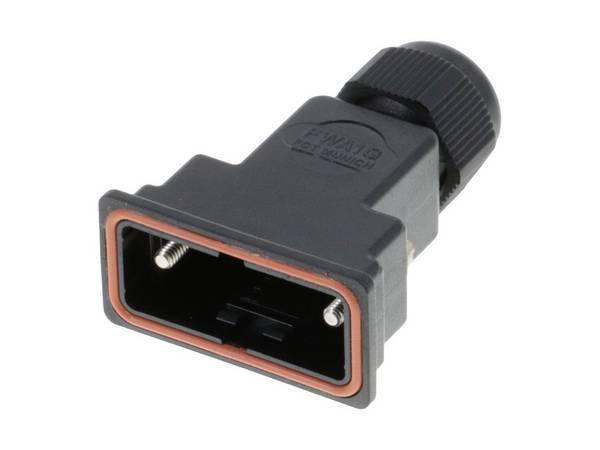 Molex 1727040105 FCT Plastic Backshell for D-Sub Connector, Black, Shell Size 1, Straight Cable Outlet, IP67 Waterproof, with Locking Screws