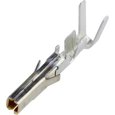 En metalcontakt, sandsynligvis en elektrisk forbindelsestift, med flere fastgørelsesarme til sikker forbindelse.