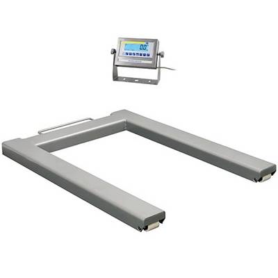U-formet palle-vægt med digitalt indikator-display på en platformramme til vejning af paller.