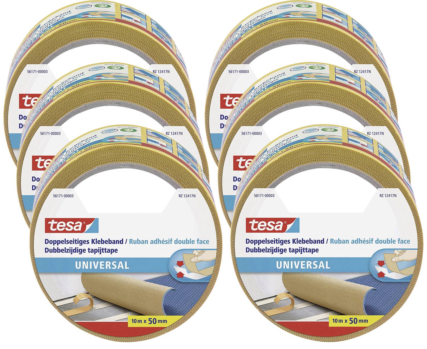 Tesa UNIVERSAL 56171 Dobbeltsidet Tape (L X B) 10 M X 50 Mm 6 Stk Købe