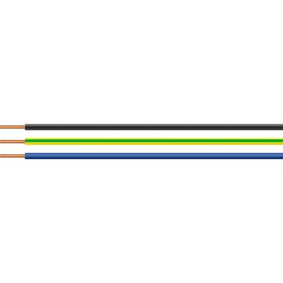 Tre elektriske kabler med kobberledninger: et sort, et grøn-gult og et blåt. De illustrerer forskellige kabeltyper.