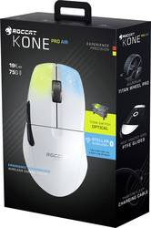 Roccat KONE Pro Air Trådløs og ergonomisk gaming-mus Bluetooth® Optisk 5 19000 dpi Belyst, Ergonomisk korre