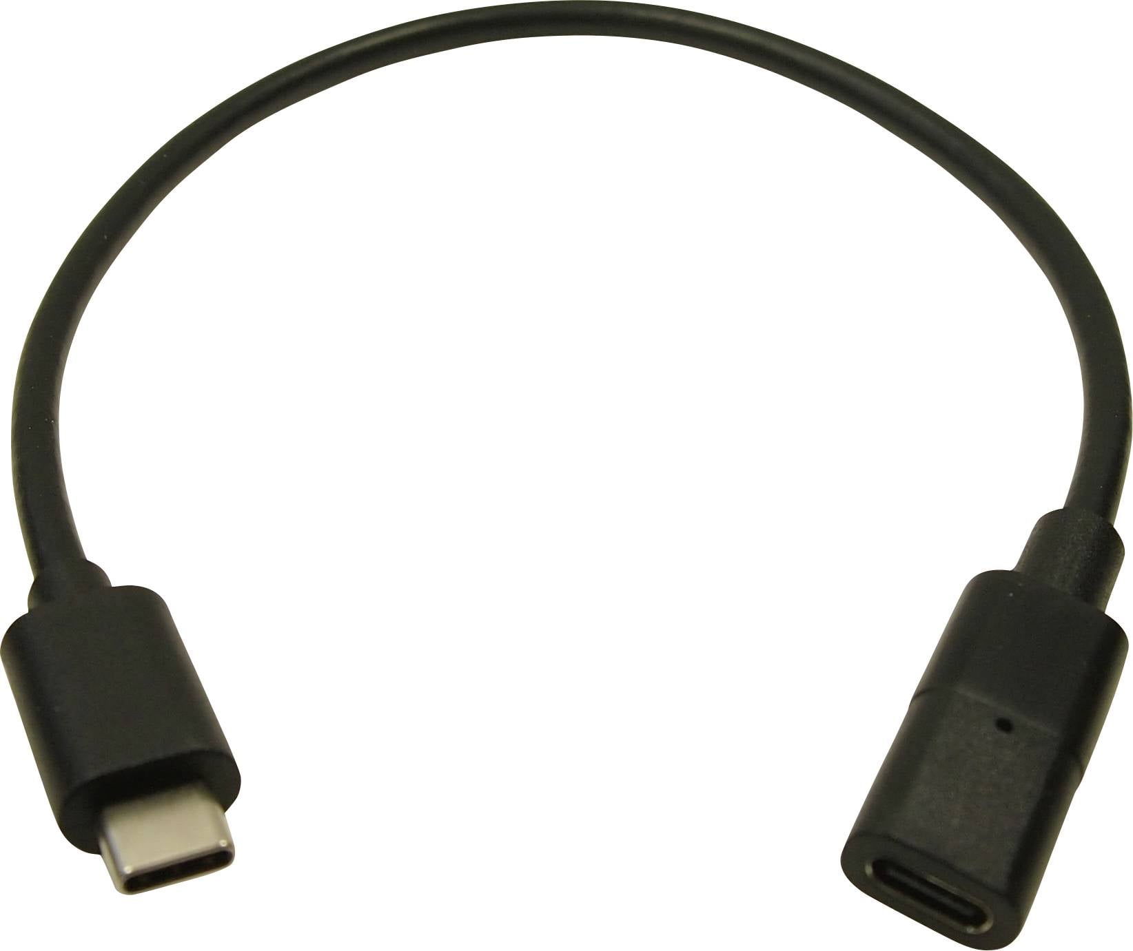 USB-C-adapterkabel med han- og hunstik, kort, sort.