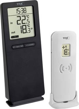TFA Dostmann Funk-Thermometer LOGOneo Trådløst digitalt termometer Sort