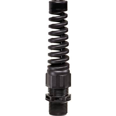 Sort ventilfjeder med gevind, cylinderformet og med fjederlignende struktur.